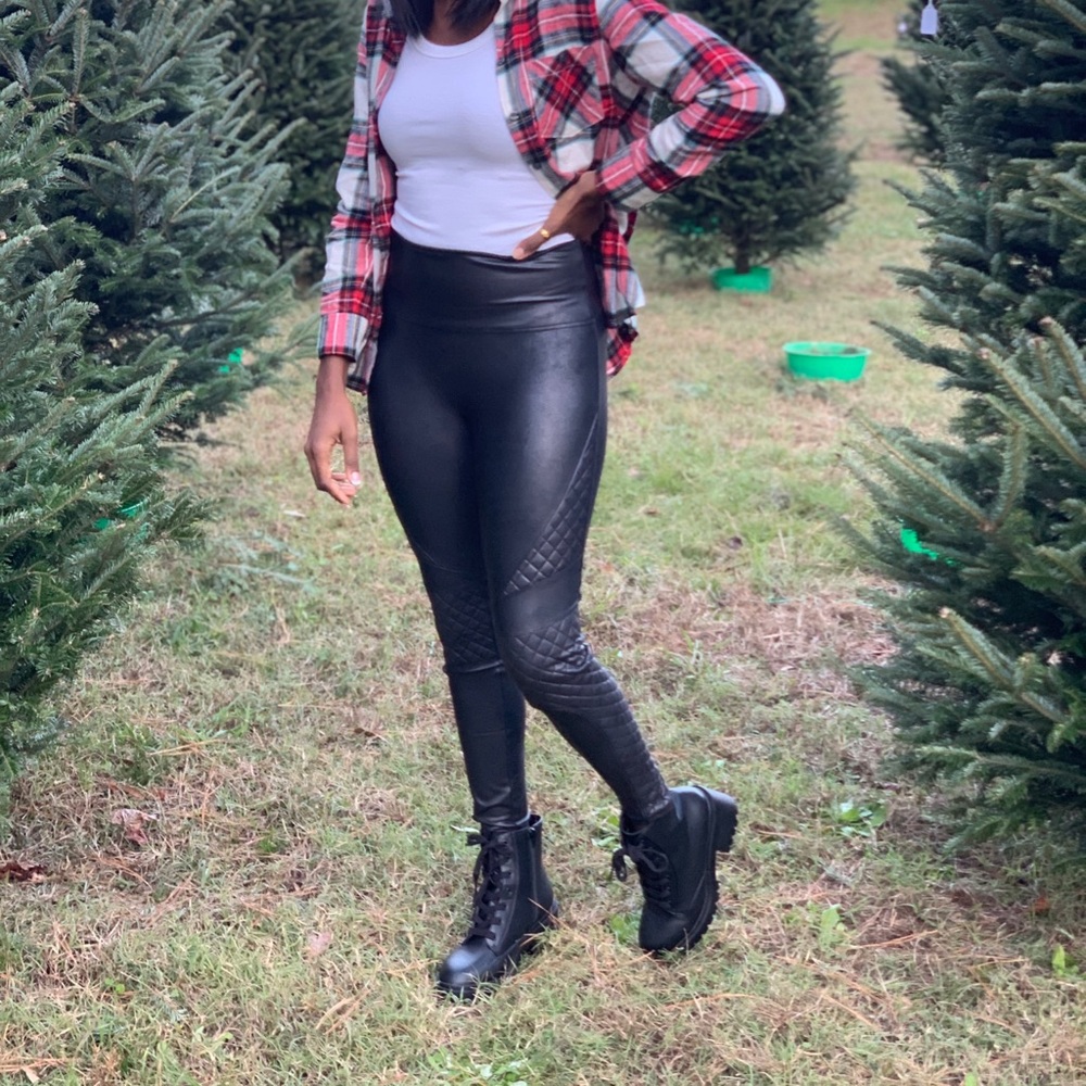 Spanx Quilted Faux Leather Leggings